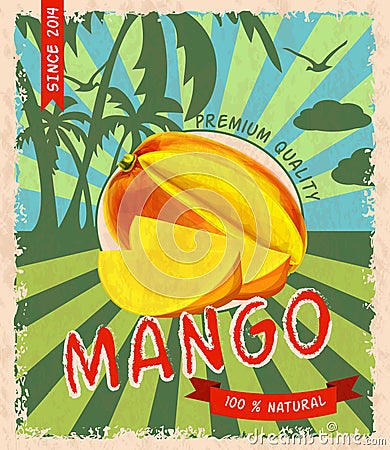 Mango retro poster Vector Illustration