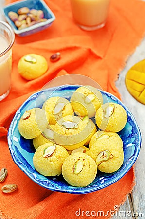 Mango sandesh. Bengali sweets Stock Photo