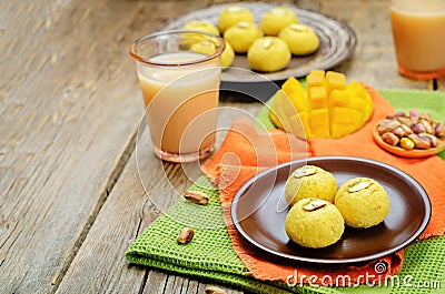 Mango sandesh. Bengali sweets Stock Photo