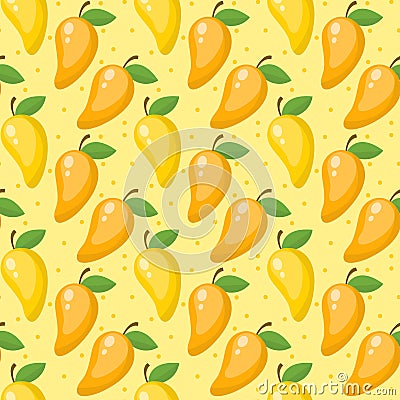 Mango seamless pattern, endless background, texture. Fruits background Vector illustration. Vector Illustration