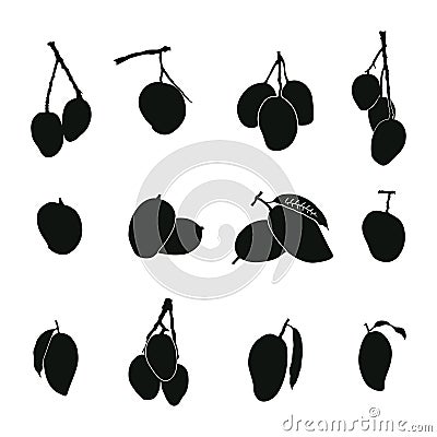 Mango silhouettes, Mango fruit vector Vector Illustration