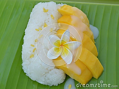 Mango sticky rice. Stock Photo