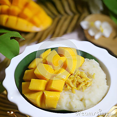 Mango Sticky Rice , a popular Thai dessert for centuries Stock Photo