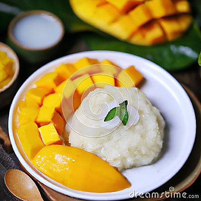 Mango Sticky Rice , a popular Thai dessert for centuries Stock Photo