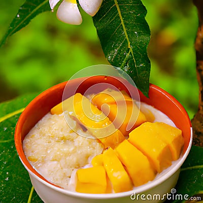 Mango Sticky Rice , a popular Thai dessert for centuries Stock Photo