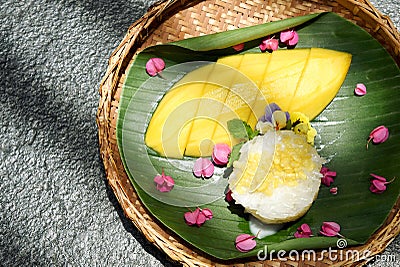 Mango and sticky rice, Sweet thai style dessert. Stock Photo