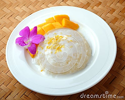 Mango with sticky rice. Stock Photo