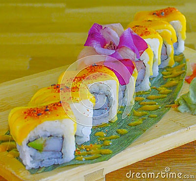 Mango Sushi Roll Stock Photo