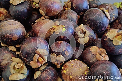 Mangosteen fruit (Garcinia mangostana L.) Stock Photo