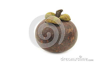 Mangosteen fruit `Garcinia mangostana linn` Stock Photo