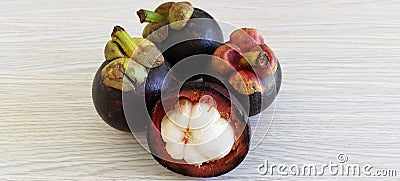 Mangosteen fruit is rich in healthy vitamins Stock Photo