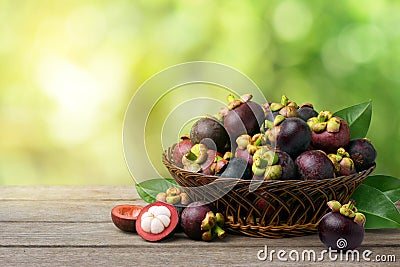 Mangosteen fruits in basket Stock Photo
