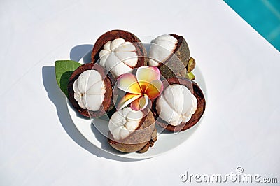 Mangosteen (Garcinia mangostana) Stock Photo