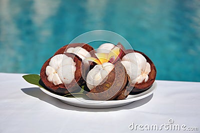 Mangosteen (Garcinia mangostana) Stock Photo