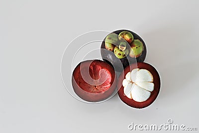 Mangosteen has been cut in half Stock Photo