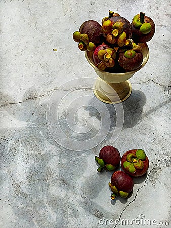 Mangosteen local fruits in Malaysia,in Malaysia call is Manggis Stock Photo