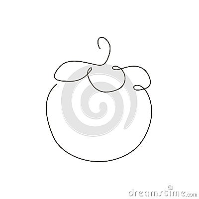 Mangosteen one line art. Continuous line drawing of tropical fruit. Vector Illustration