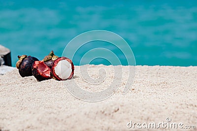 Mangosteen On Sand Stock Photo