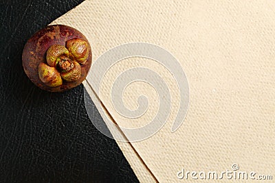 Mangosteen and napkin scene. Stock Photo