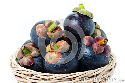 Mangosteen Thai fruit in basket Stock Photo