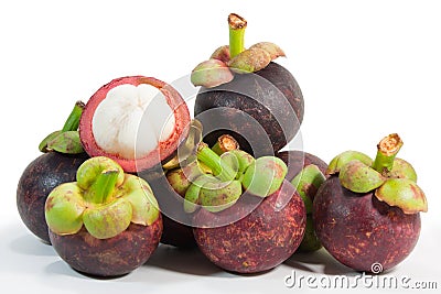 Mangosteen and a white background Stock Photo