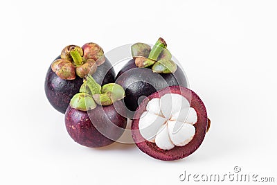 Mangosteens Queen of fruits,mangosteen on white background Stock Photo