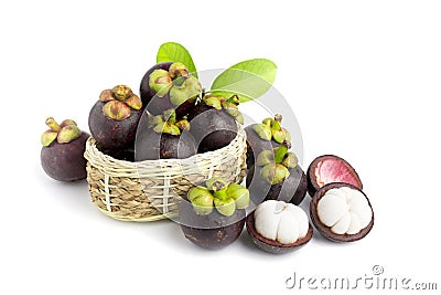 Mangosteens Queen of fruits,mangosteen on white background Stock Photo