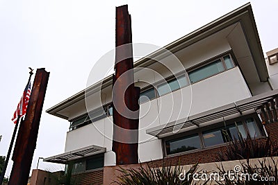 Manhattan Beach, California: 9-11-2001 Memorial featuring two steel beams from the World Trade Center site Editorial Stock Photo