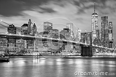 Manhattan and Brooklyn Bridge black and white, New York Stock Photo