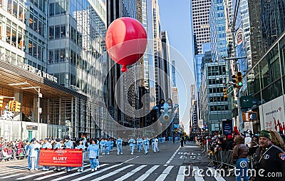 Annual Macy's Thanksgiving Parade on 6th Avenue. Bluey Balloon Editorial Stock Photo