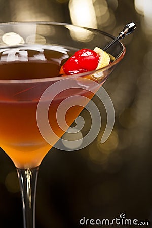 Manhattan cocktail garnished Stock Photo