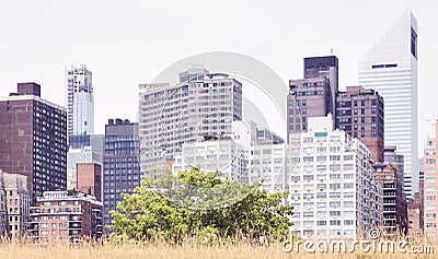 Manhattan East Side seen from Roosevelt Island, New York City, USA Stock Photo