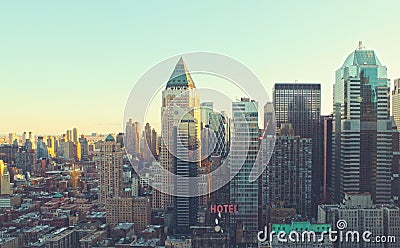 Manhattan morning sunrise city skyline Stock Photo