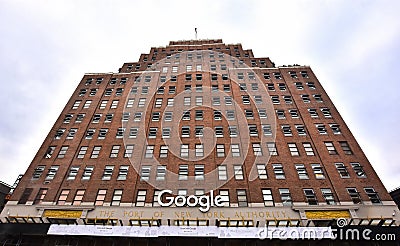 Google building corporate logo in Chelsea neighborhood Editorial Stock Photo