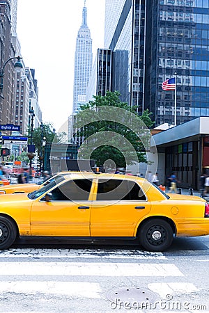 Manhattan New York 8th Av yellow taxi cab US Stock Photo