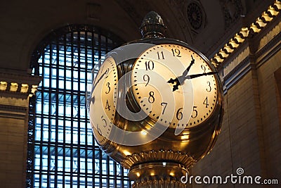 A clock at Grand Centralâ€™s Main Concourse Editorial Stock Photo