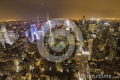 Manhattan overview at night from Empire State Building Editorial Stock Photo