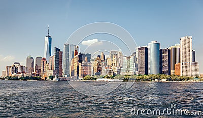 Manhattan panorama in New York City, the USA Editorial Stock Photo