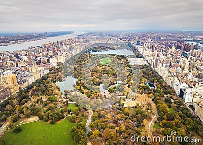 Manhattan panoramic aerial view from Central park Stock Photo