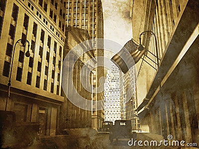 Manhattan retro financial district Stock Photo