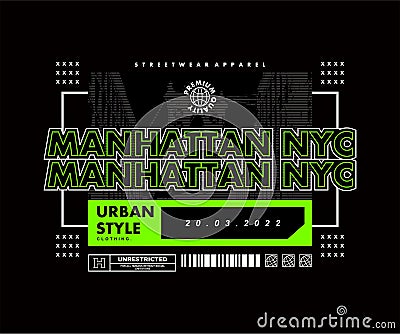 Manhattan retro poster and graphic design for t shirt street wear Stock Photo