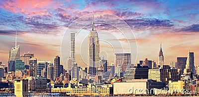 Manhattan Skyline with Empire State Building over Hudson River, Stock Photo