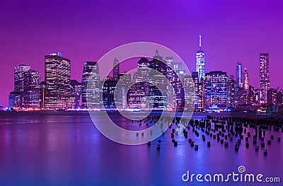 Manhattan skyline at night. New-York cityscape. NY, USA Stock Photo