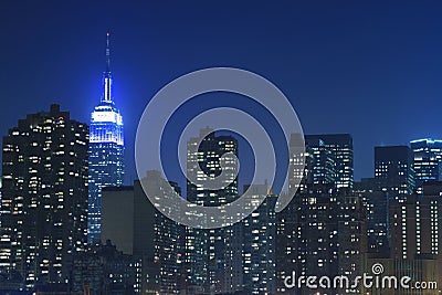 Manhattan skyline at Nights Editorial Stock Photo