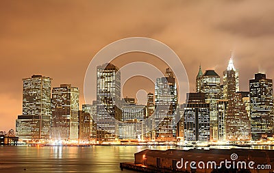 Manhattan skyline At Nightt Stock Photo