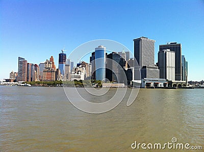 Manhattan from the Staten Island ferry Stock Photo