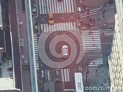 Manhattan Street Crosswalk Intersection With Traffic Editorial Stock Photo