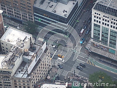 Manhattan Street Crosswalk Intersection With Traffic Editorial Stock Photo