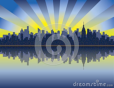 Manhattan Sunrise Vector Illustration