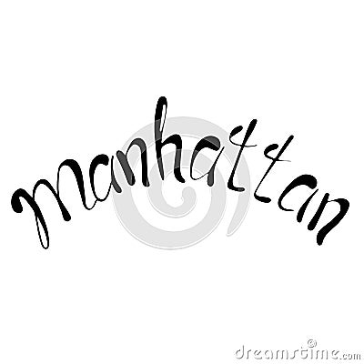 Manhattan text. Vintage retro lettering design. Vector Illustration